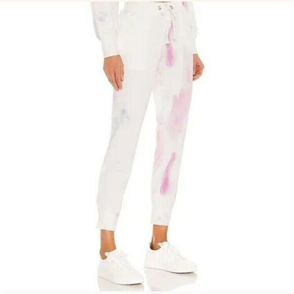 NEW PAIGE Womens Annette White Fuschia Pink Multi Joggers Sweat Pants Size Small - Picture 4 of 10